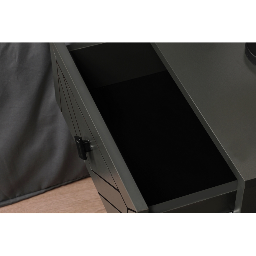Нощно шкафче LUNA 55x50 cм антрацит/черно