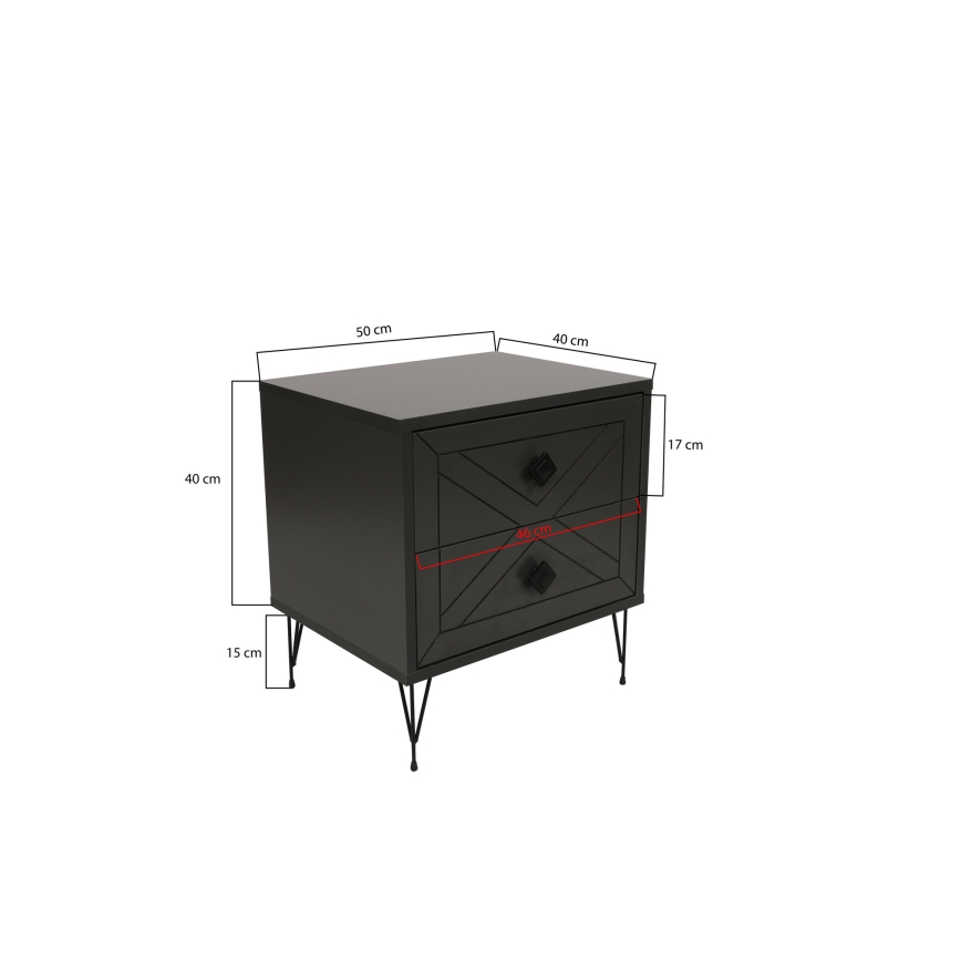 Нощно шкафче LUNA 55x50 cм антрацит/черно