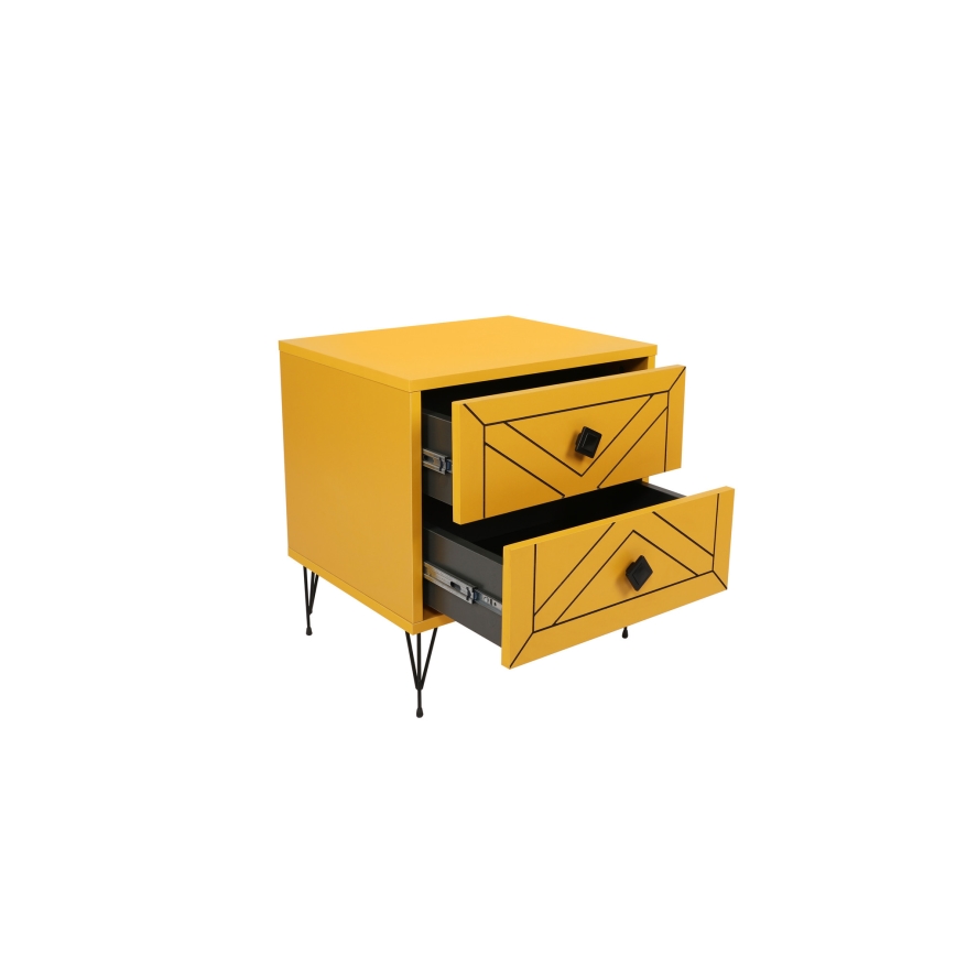 Нощно шкафче LUNA 55x50 cм жълто