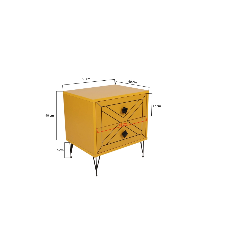 Нощно шкафче LUNA 55x50 cм жълто