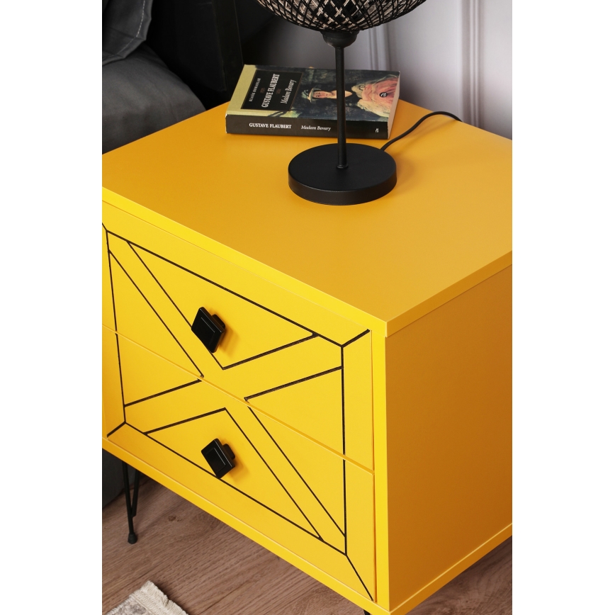 Нощно шкафче LUNA 55x50 cм жълто