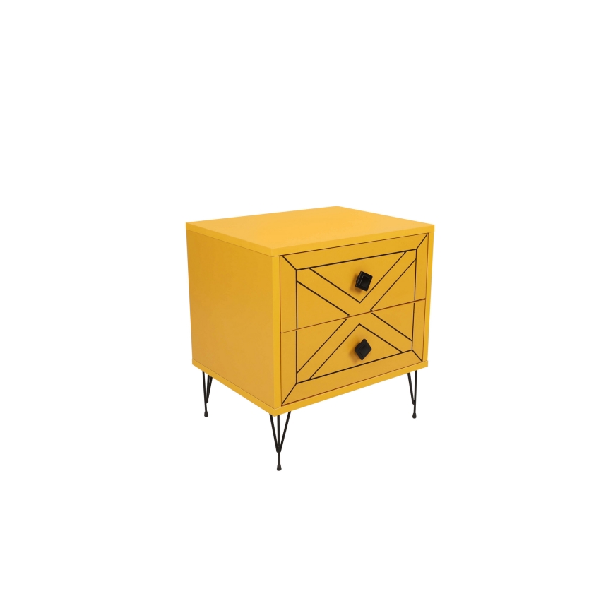 Нощно шкафче LUNA 55x50 cм жълто