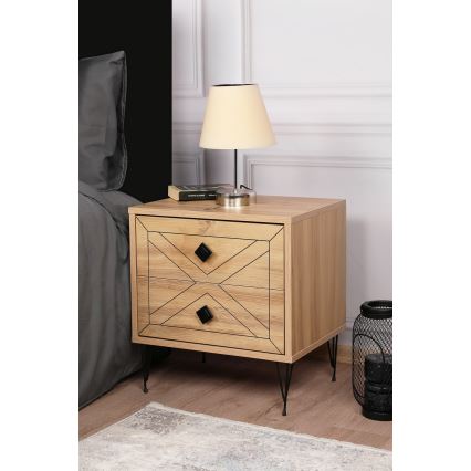 Нощно шкафче LUNA 55x50 cм кафяво/черно