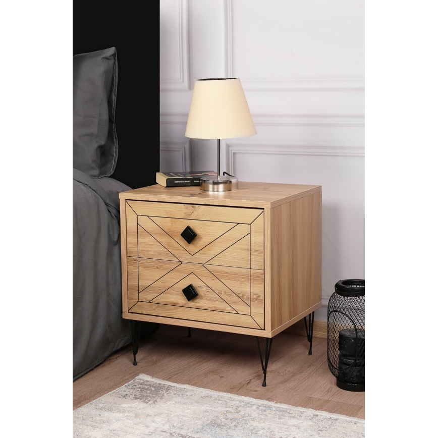 Нощно шкафче LUNA 55x50 cм кафяво/черно
