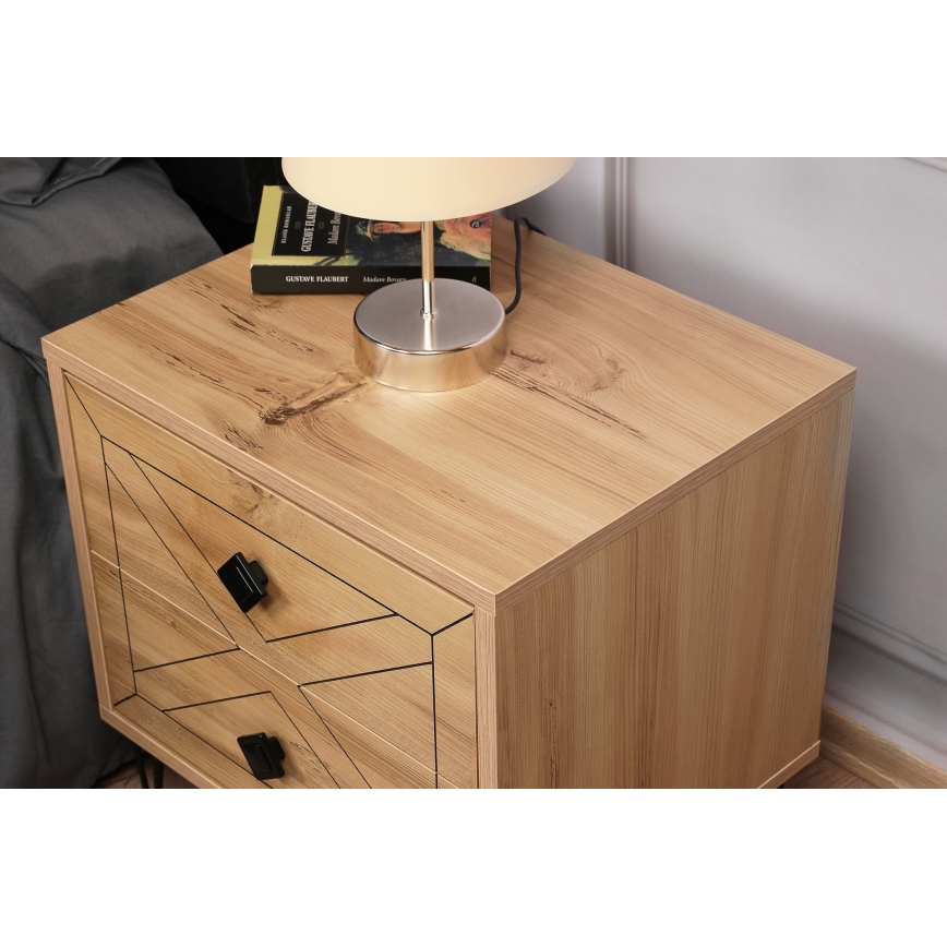Нощно шкафче LUNA 55x50 cм кафяво/черно