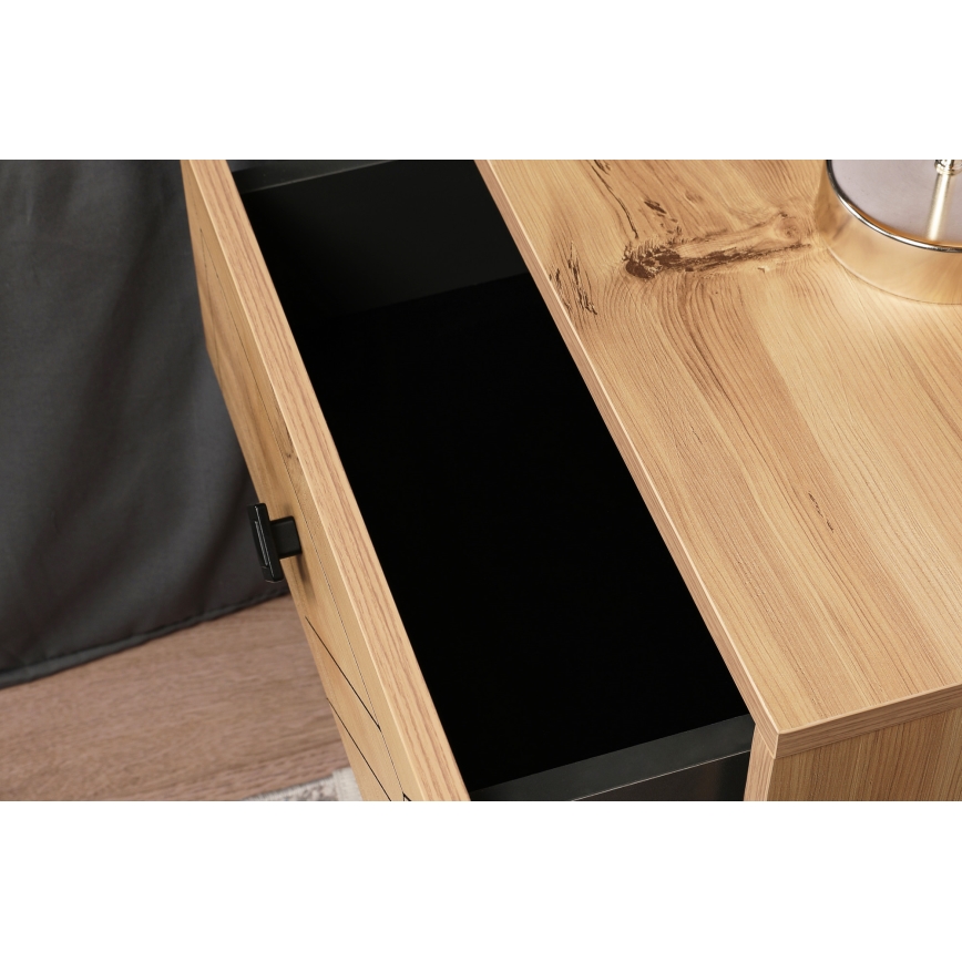 Нощно шкафче LUNA 55x50 cм кафяво/черно