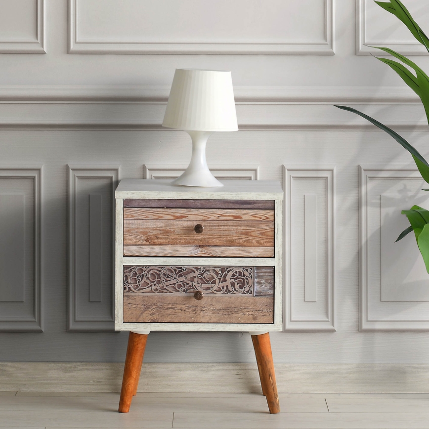 Нощно шкафче MALMO 55x40 cм бяло/кафяво