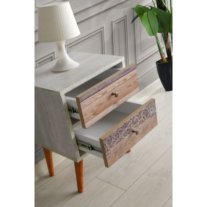 Нощно шкафче MALMO 55x40 cм бяло/кафяво