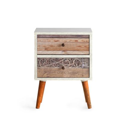 Нощно шкафче MALMO 55x40 cм бяло/кафяво