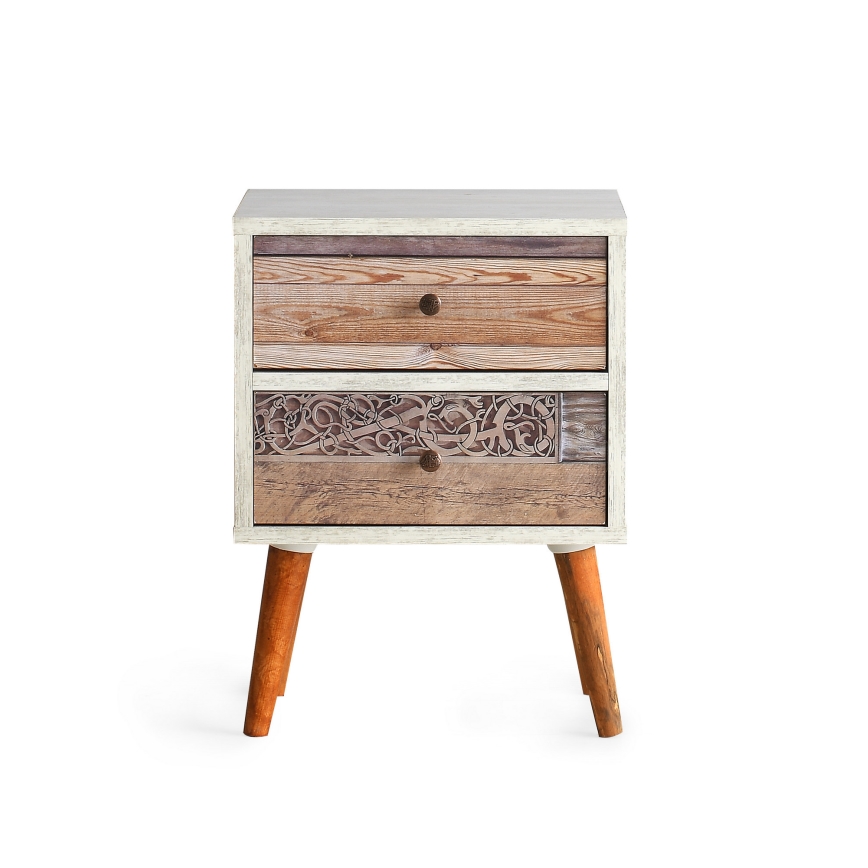 Нощно шкафче MALMO 55x40 cм бяло/кафяво