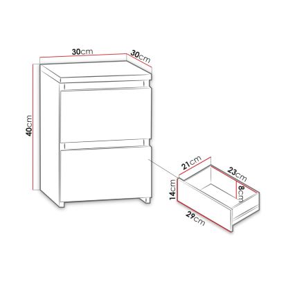 Нощно шкафче MALWA 40x30 см бял гланц