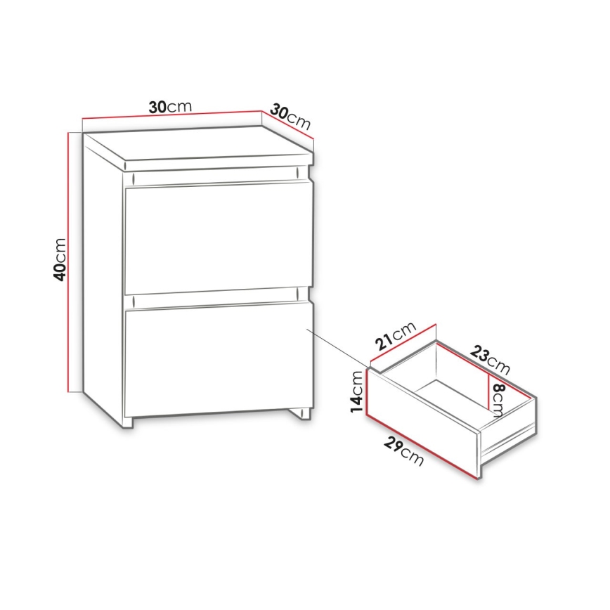 Нощно шкафче MALWA 40x30 см бял гланц