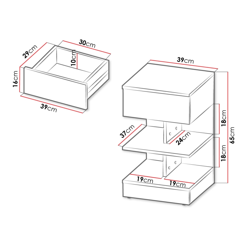 Нощно шкафче OBENITA 65x39 см бял