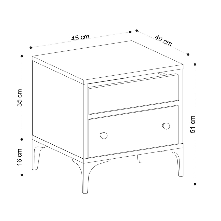 Нощно шкафче ORABELLA 51x45 cм кафяво