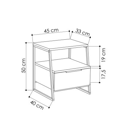 Нощно шкафче PAL 50x45 cм черно/антрацит