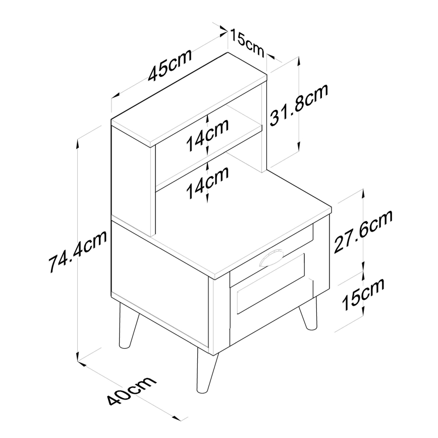 Нощно шкафче RANI 45x74,4 см бял