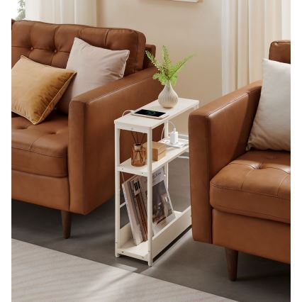 Нощно шкафче с вграден електрически контакт и USB портове ROD бяло/кремаво