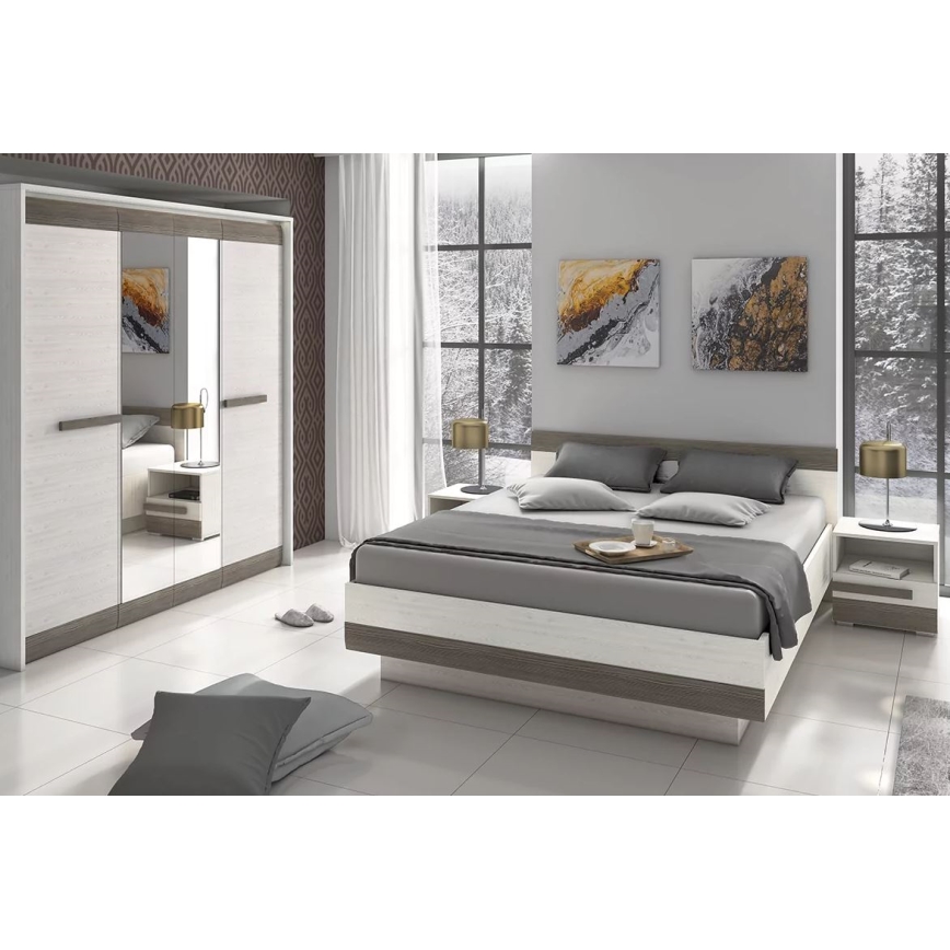 Нощно шкафче SARPA 45x46 см бял/кафяв