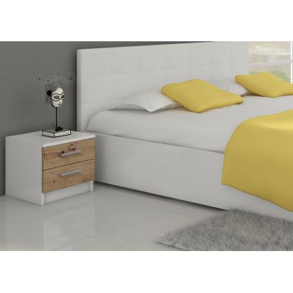 Нощно шкафче TOD бяло/дъб артзан