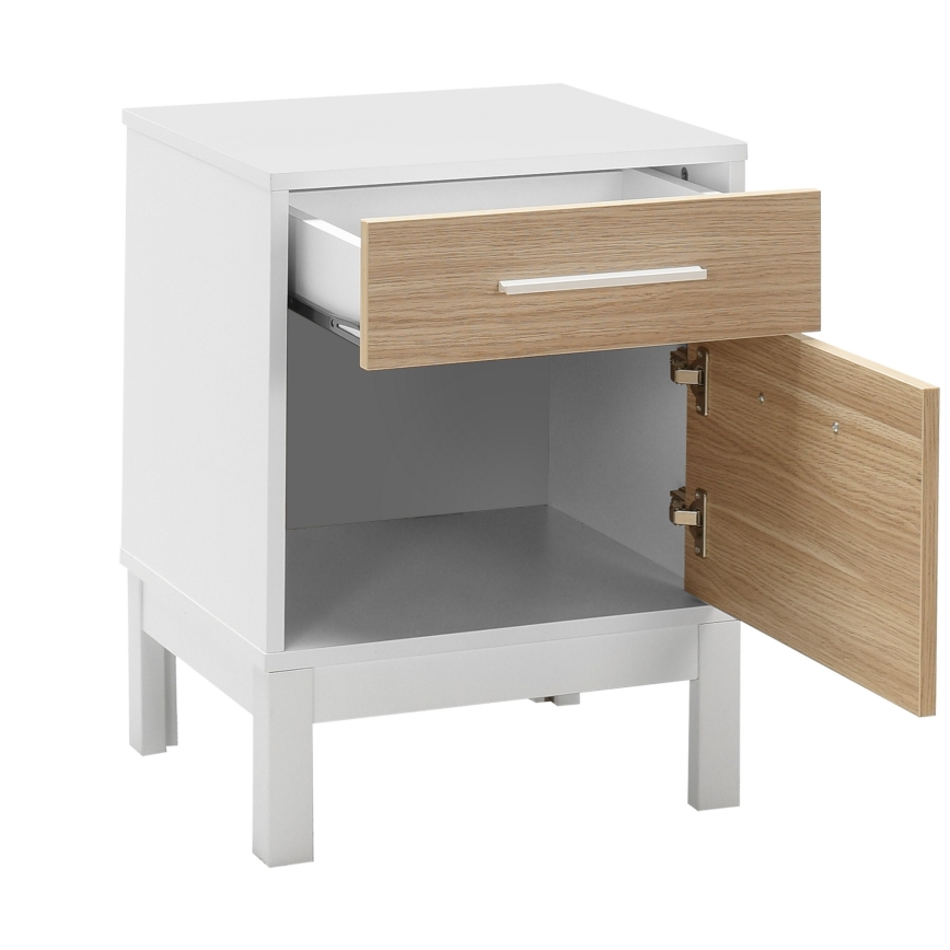 Нощно шкафче 60x45 см бял/кафяв