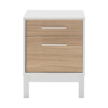 Нощно шкафче 60x45 см бял/кафяв