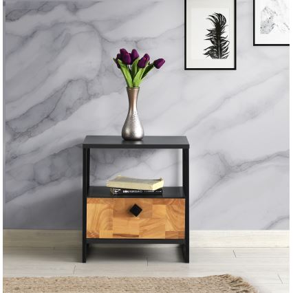 Нощно шкафче ALTUNIZADE 50x45 cм черно/кафяво