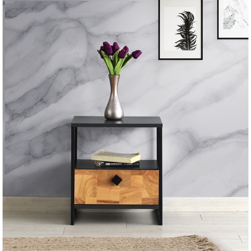 Нощно шкафче ALTUNIZADE 50x45 cм черно/кафяво