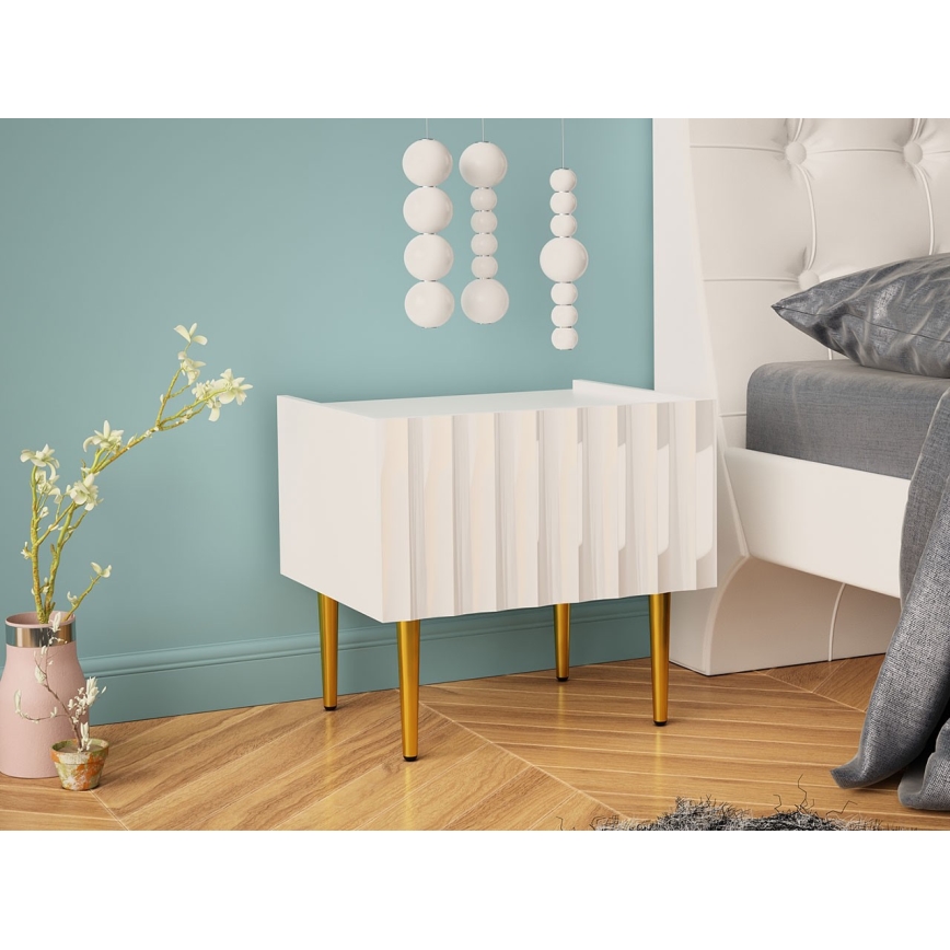 Нощно шкафче ARCOS 46x50 см бял/златист