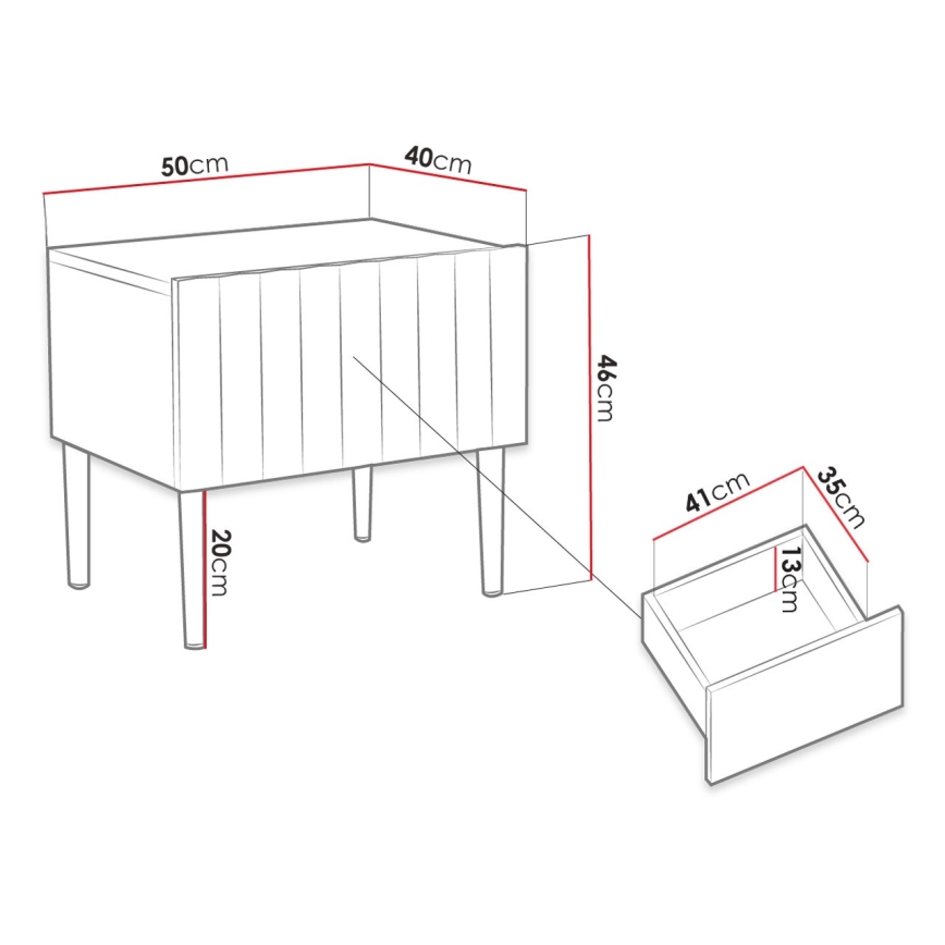 Нощно шкафче ARCOS 46x50 см бял/златист