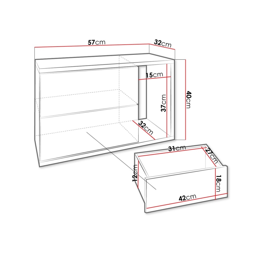 Нощно шкафче BECE 40x57 см бял