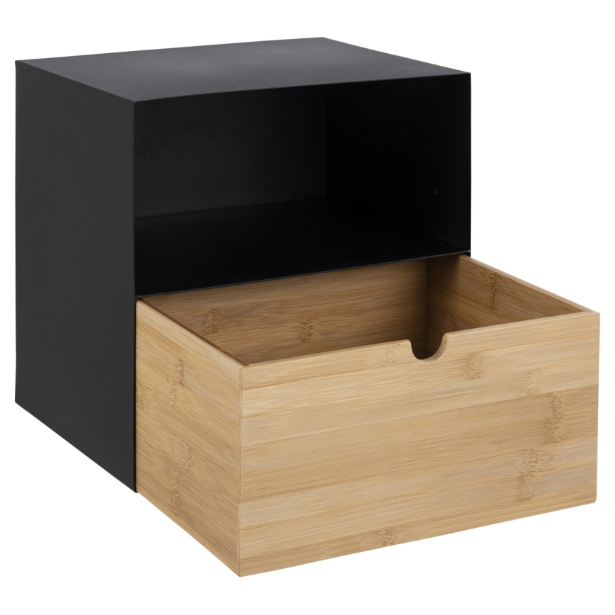 Нощно шкафче с възможност за монтаж на стена BEKIM черно/бамбук