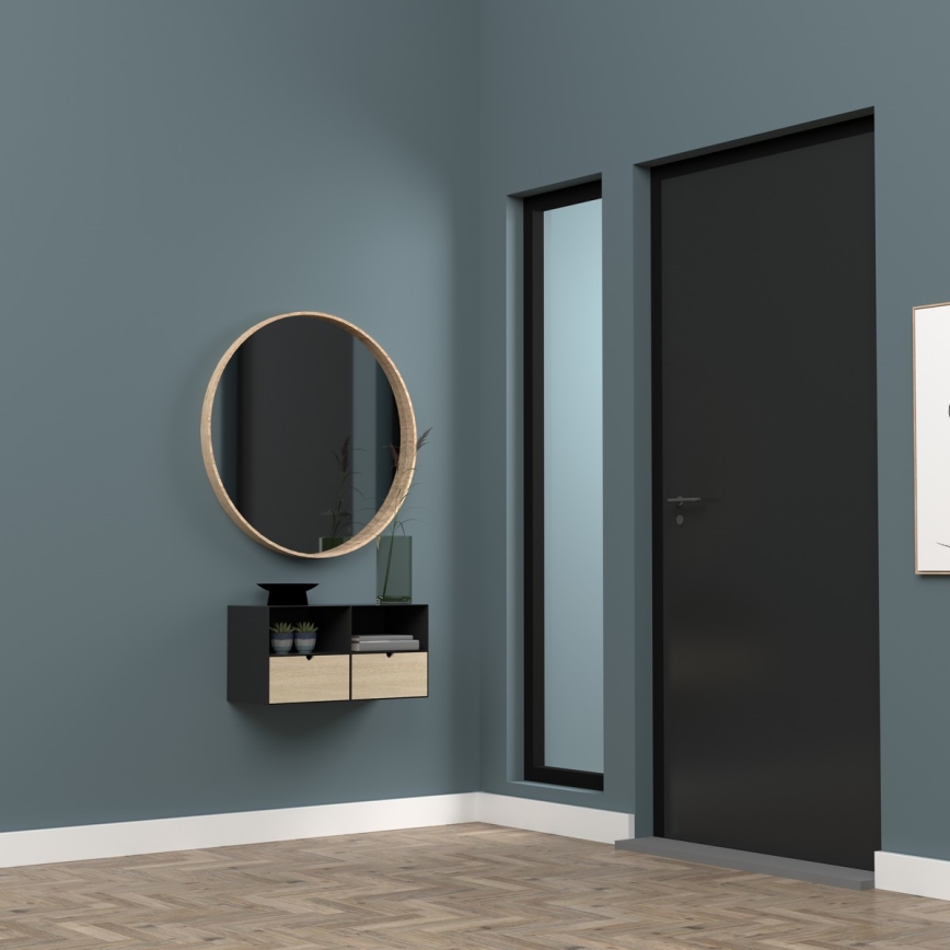 Нощно шкафче с възможност за монтаж на стена BEKIM черно/бамбук