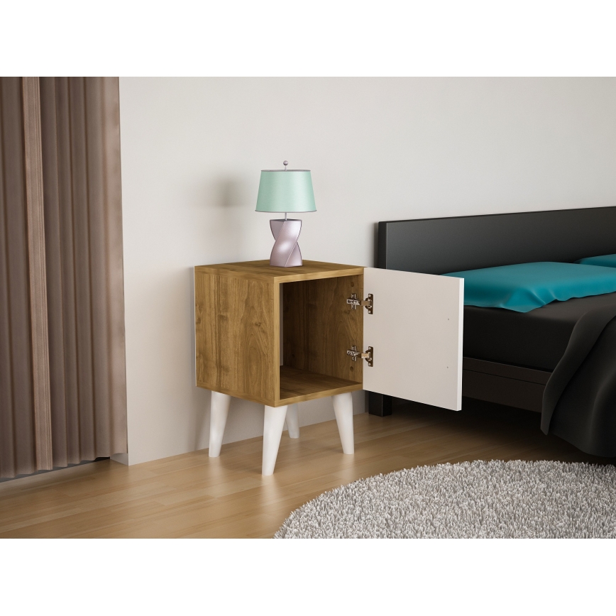 Нощно шкафче BELLINI 55x35 cм бяло/кафяво