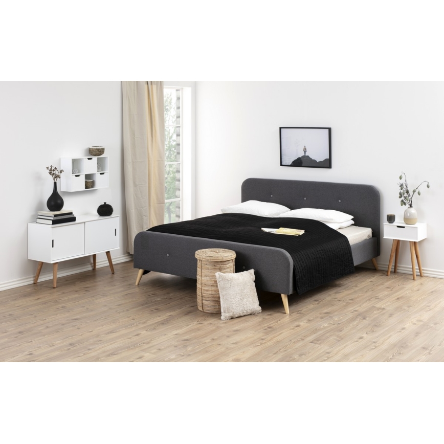 Нощно шкафче CARLY дъб/бяло