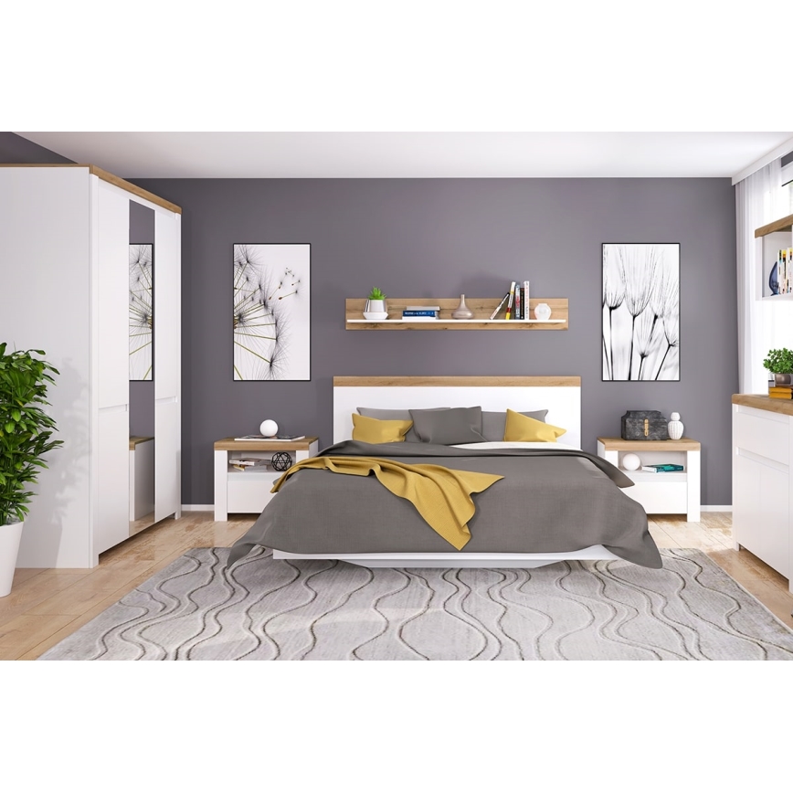 Нощно шкафче DAMINO 50,5x60 см бяло/дъб вотан