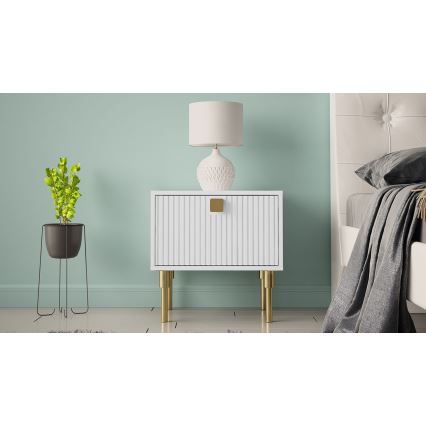 Нощно шкафче DORSET 50x50 см бял/златист