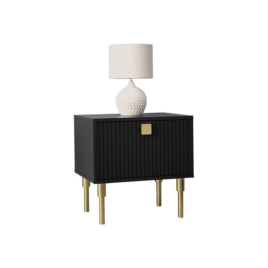 Нощно шкафче DORSET 50x50 см черен/златист