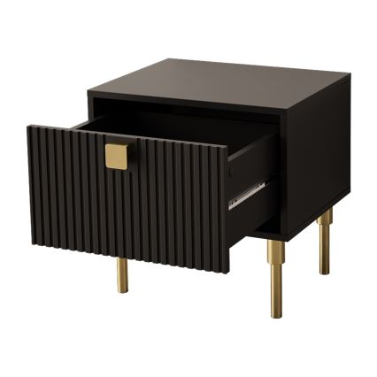 Нощно шкафче DORSET 50x50 см черен/златист