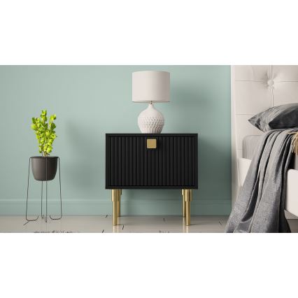 Нощно шкафче DORSET 50x50 см черен/златист