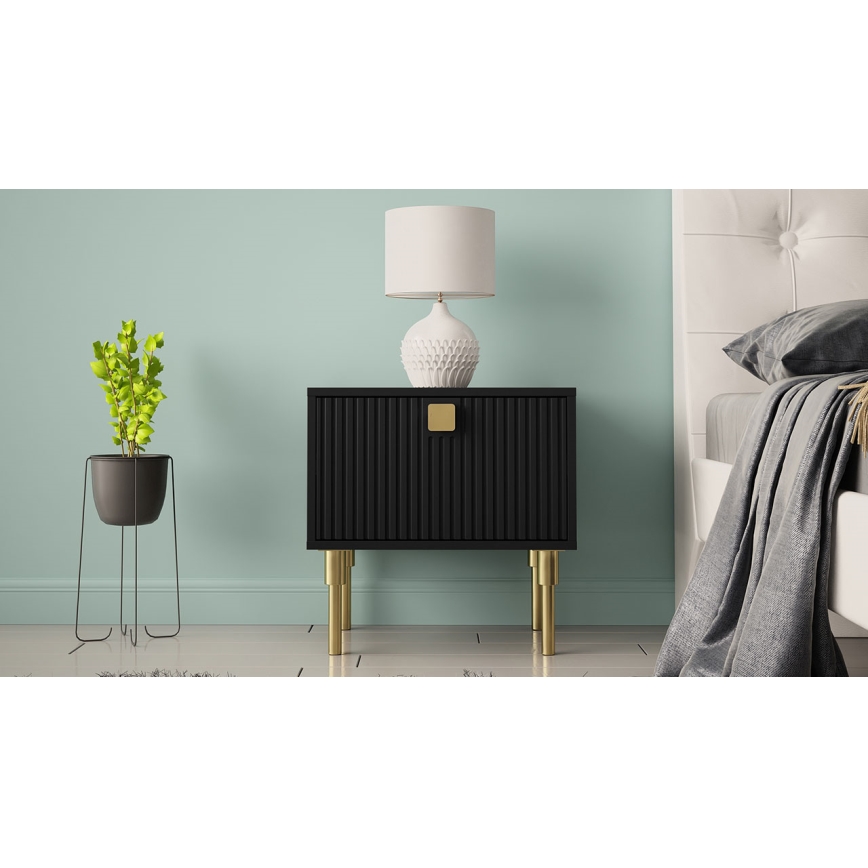 Нощно шкафче DORSET 50x50 см черен/златист