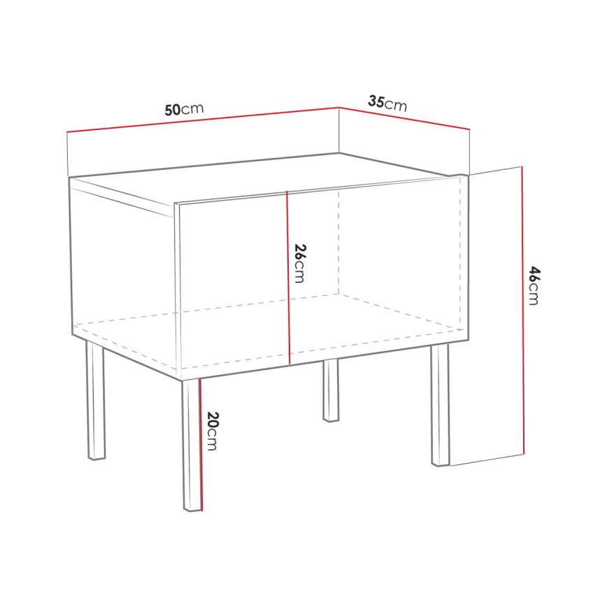Нощно шкафче EXITO 46x50 см бял/златист