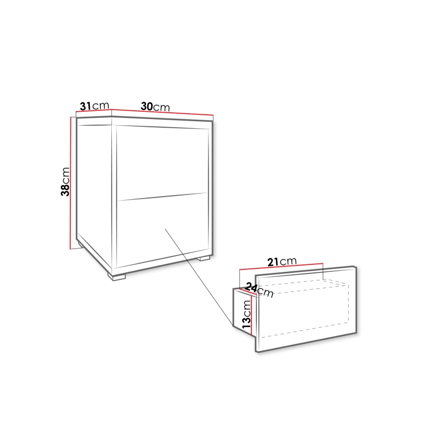 Нощно шкафче GESITA 38x30 cm дъб Кремона