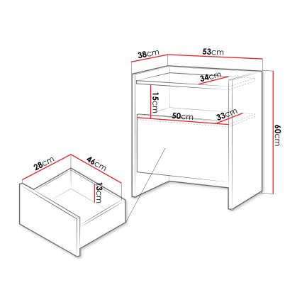 Нощно шкафче JAPANDI 60x53 см, дъб Baltic Storm