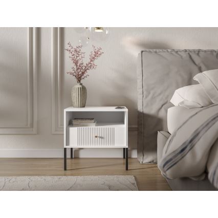 Нощно шкафче LUE 54x39 см бяло/черно