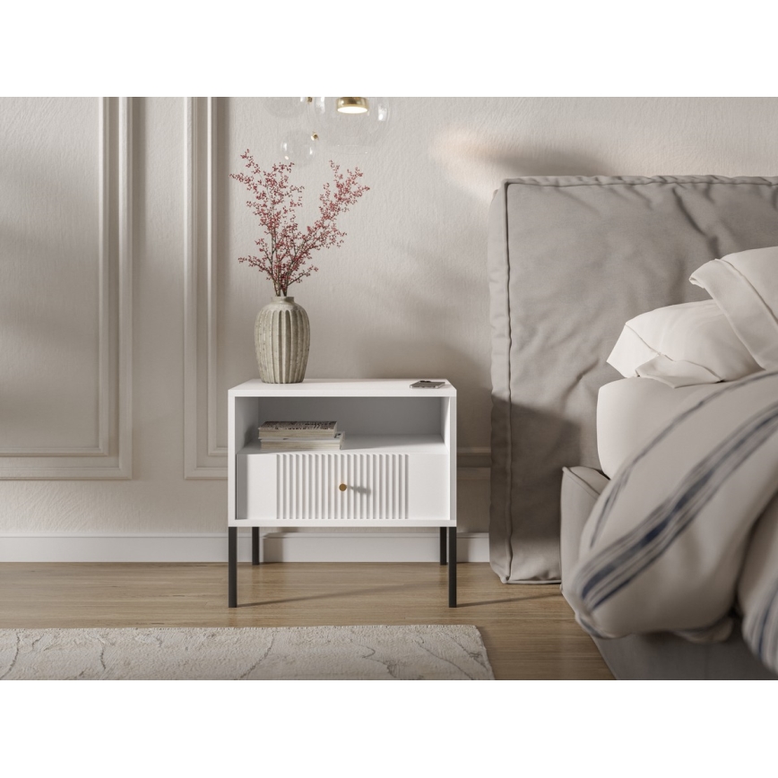 Нощно шкафче LUE 54x39 см бяло/черно