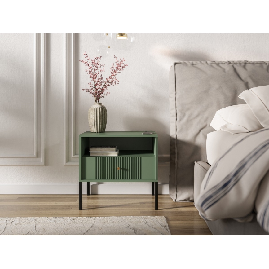 Нощно шкафче LUE зелено/черно