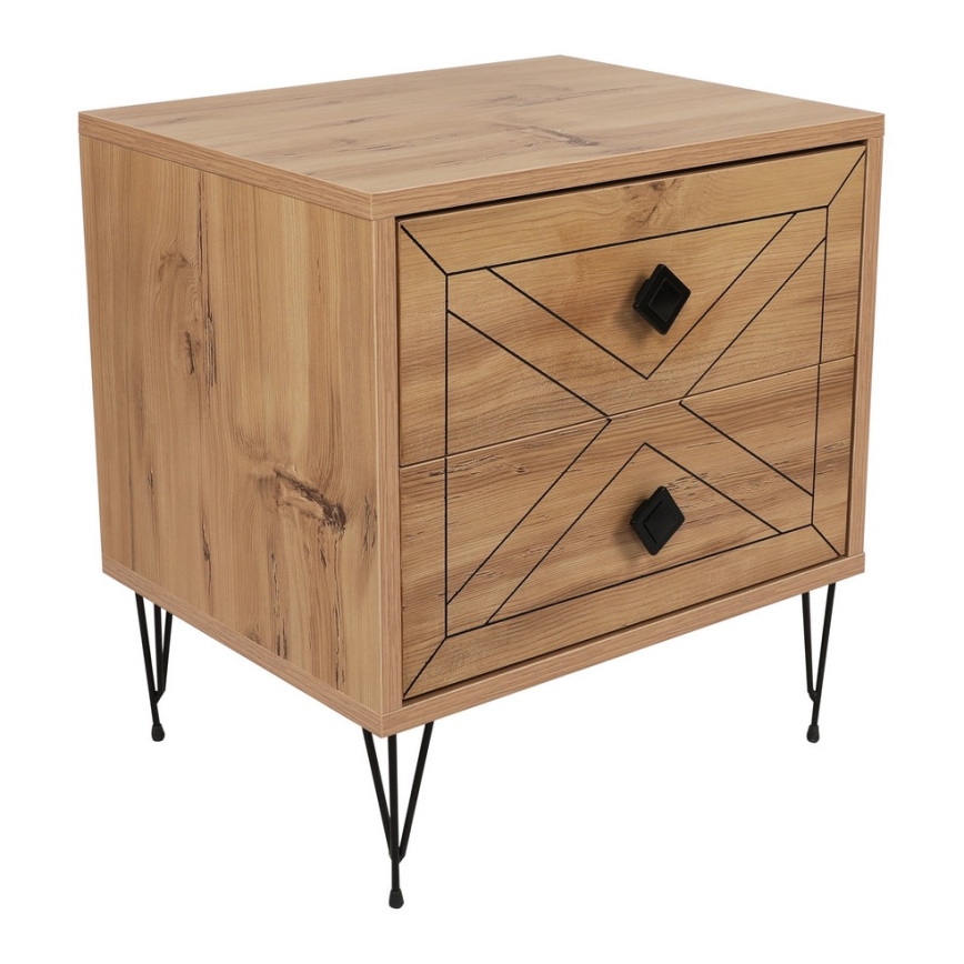 Нощно шкафче LUNA 55x50 cм кафяво/черно