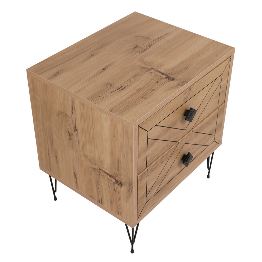 Нощно шкафче LUNA 55x50 cм кафяво/черно