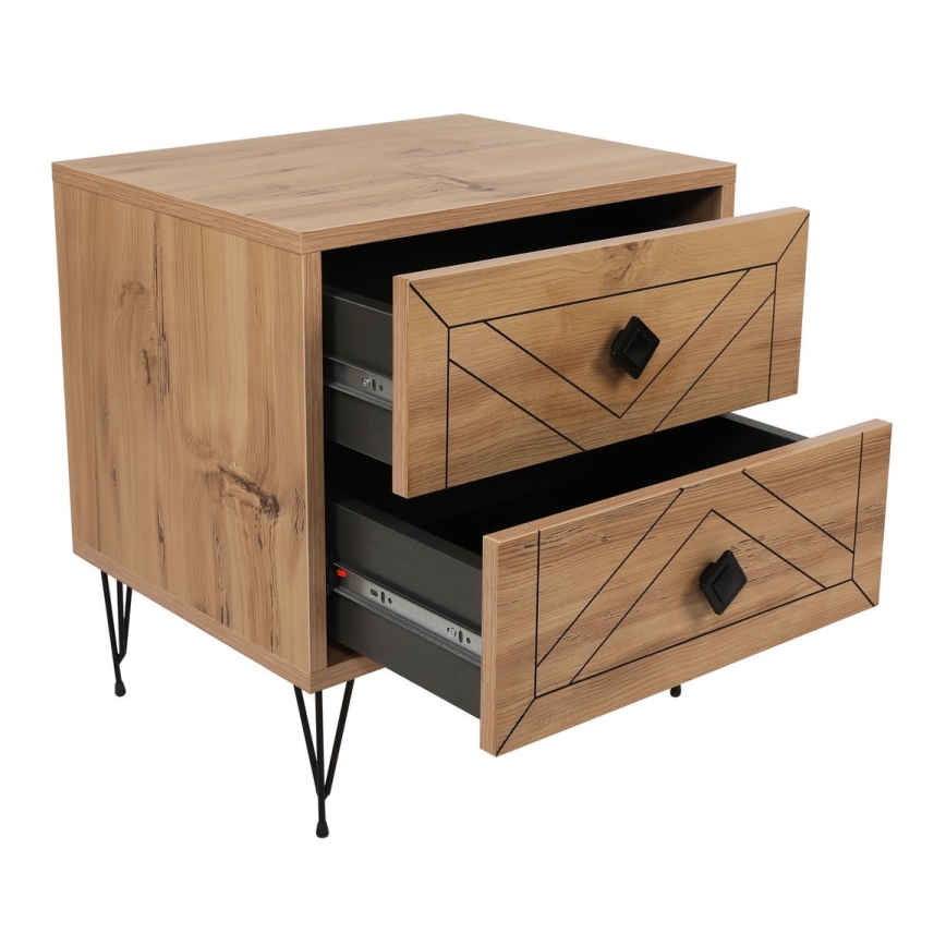 Нощно шкафче LUNA 55x50 cм кафяво/черно