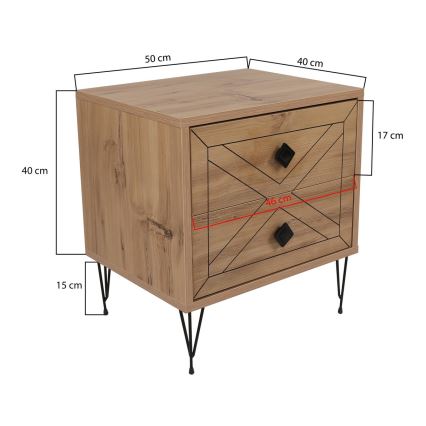 Нощно шкафче LUNA 55x50 cм кафяво/черно